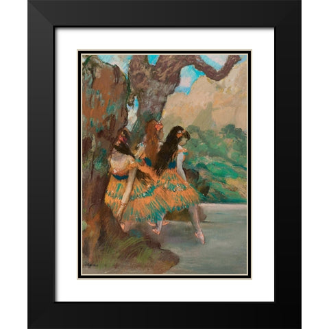 Ballet Dancers Black Modern Wood Framed Art Print with Double Matting by Degas, Edgar