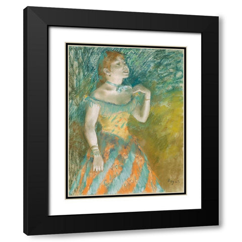 The Singer in Green Black Modern Wood Framed Art Print with Double Matting by Degas, Edgar