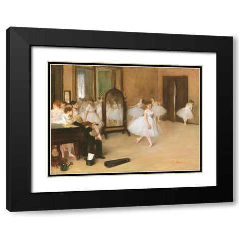 The Dancing Class Black Modern Wood Framed Art Print with Double Matting by Degas, Edgar