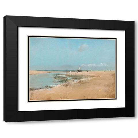 Beach at Low Tide Black Modern Wood Framed Art Print with Double Matting by Degas, Edgar