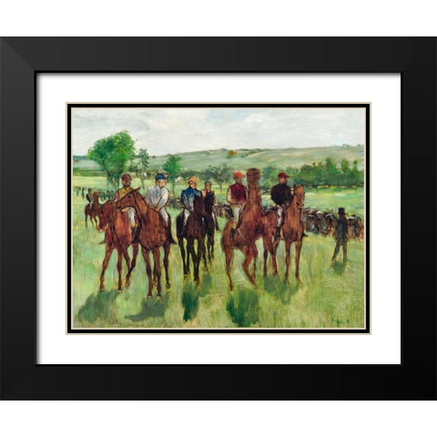 The Riders Black Modern Wood Framed Art Print with Double Matting by Degas, Edgar