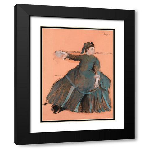 Woman on a Sofa Black Modern Wood Framed Art Print with Double Matting by Degas, Edgar