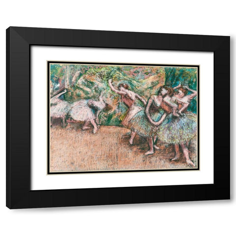 Ballet Scene Black Modern Wood Framed Art Print with Double Matting by Degas, Edgar
