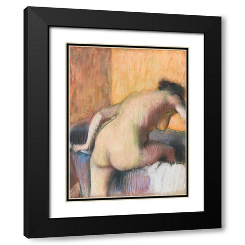 Bather Stepping into a Tub Black Modern Wood Framed Art Print with Double Matting by Degas, Edgar