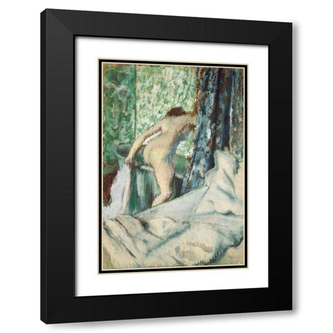 The Morning Bath Black Modern Wood Framed Art Print with Double Matting by Degas, Edgar