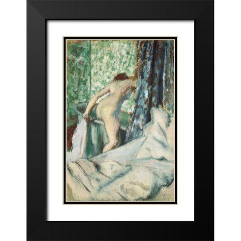 The Morning Bath Black Modern Wood Framed Art Print with Double Matting by Degas, Edgar