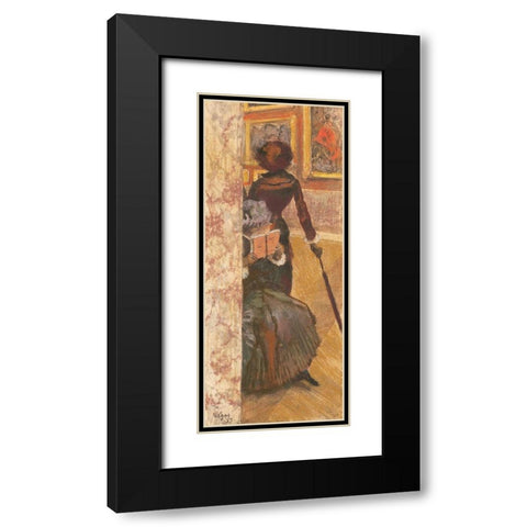 Mary Cassatt at the Louvre Black Modern Wood Framed Art Print with Double Matting by Degas, Edgar