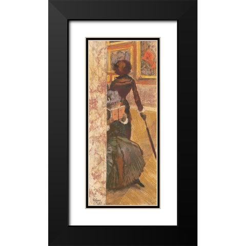 Mary Cassatt at the Louvre Black Modern Wood Framed Art Print with Double Matting by Degas, Edgar