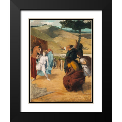 Alexander and Bucephalus Black Modern Wood Framed Art Print with Double Matting by Degas, Edgar