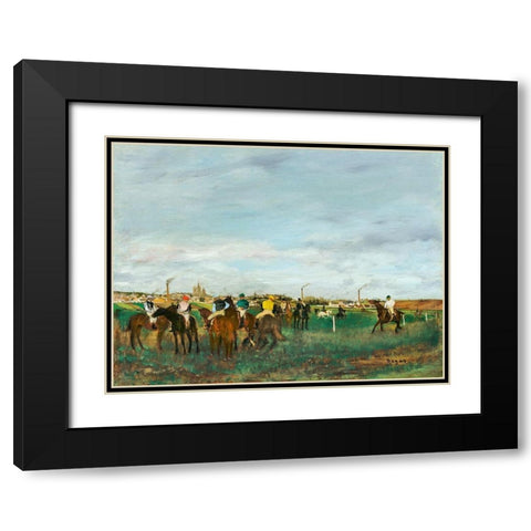The Races Black Modern Wood Framed Art Print with Double Matting by Degas, Edgar