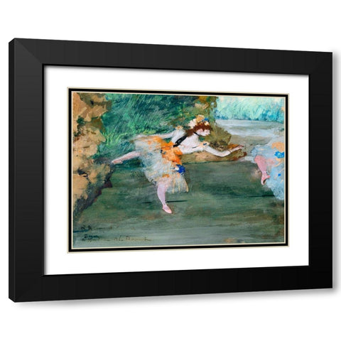 Dancer Onstage Black Modern Wood Framed Art Print with Double Matting by Degas, Edgar