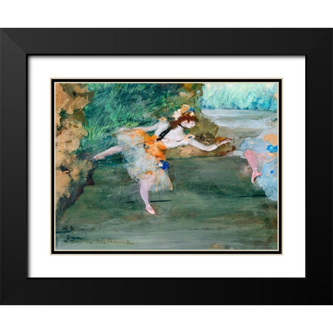 Dancer Onstage Black Modern Wood Framed Art Print with Double Matting by Degas, Edgar