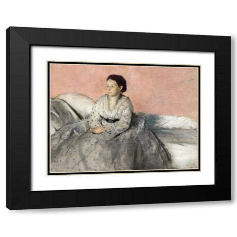 Madam Rene de Gas Black Modern Wood Framed Art Print with Double Matting by Degas, Edgar