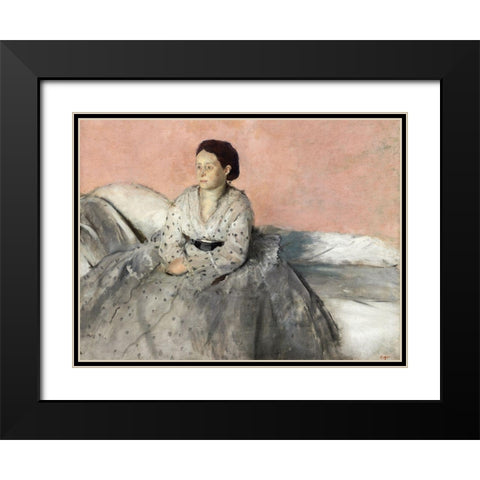 Madam Rene de Gas Black Modern Wood Framed Art Print with Double Matting by Degas, Edgar