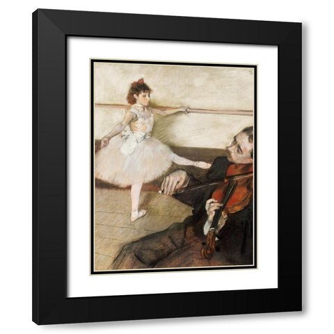 The Dance Lesson Black Modern Wood Framed Art Print with Double Matting by Degas, Edgar