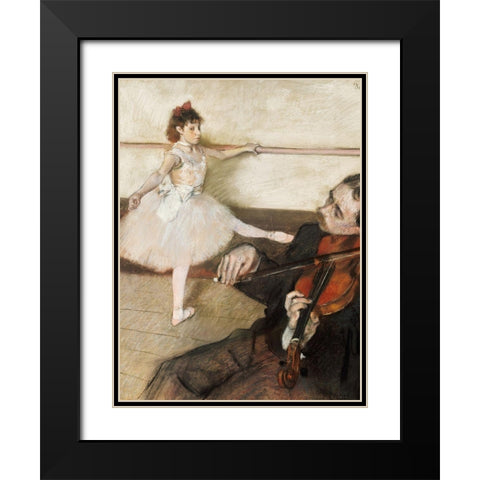 The Dance Lesson Black Modern Wood Framed Art Print with Double Matting by Degas, Edgar