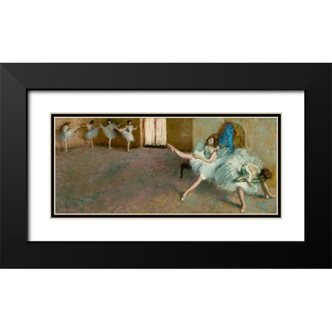 Before the Ballet Black Modern Wood Framed Art Print with Double Matting by Degas, Edgar