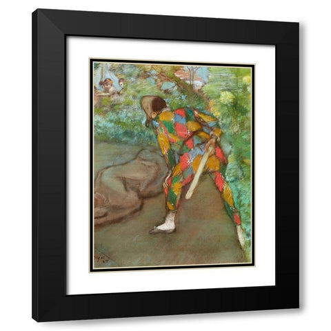 Harlequin Black Modern Wood Framed Art Print with Double Matting by Degas, Edgar