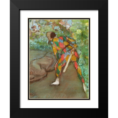 Harlequin Black Modern Wood Framed Art Print with Double Matting by Degas, Edgar