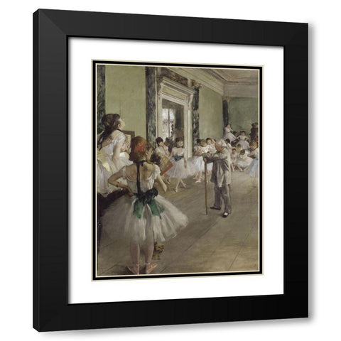 The Ballet Class Black Modern Wood Framed Art Print with Double Matting by Degas, Edgar