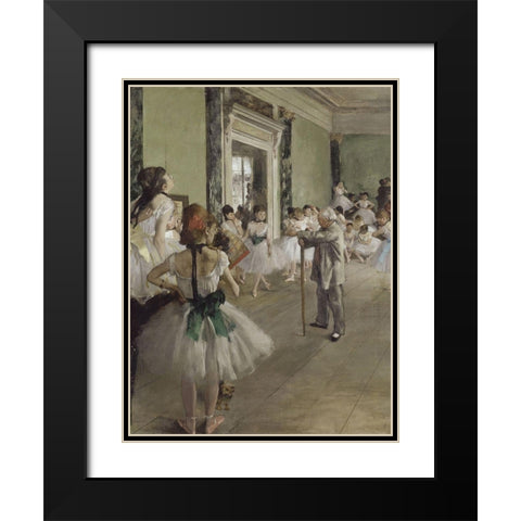 The Ballet Class Black Modern Wood Framed Art Print with Double Matting by Degas, Edgar