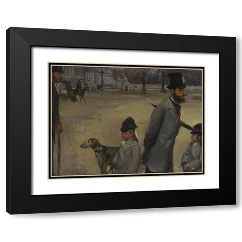 Place de la Concorde Black Modern Wood Framed Art Print with Double Matting by Degas, Edgar