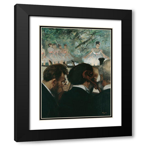 Orchestra Musicians Black Modern Wood Framed Art Print with Double Matting by Degas, Edgar