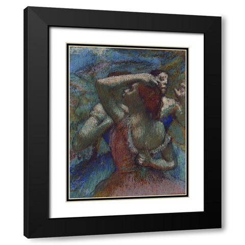 Dancers Black Modern Wood Framed Art Print with Double Matting by Degas, Edgar