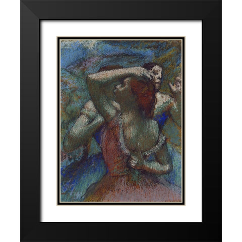 Dancers Black Modern Wood Framed Art Print with Double Matting by Degas, Edgar