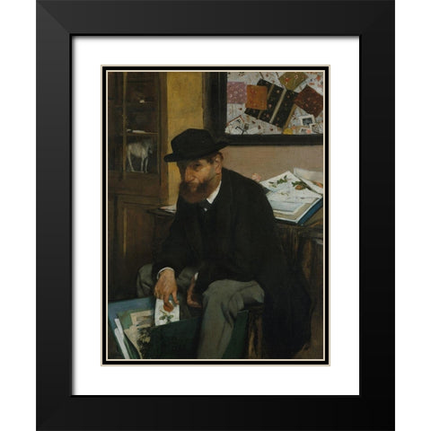 The Collector of Prints Black Modern Wood Framed Art Print with Double Matting by Degas, Edgar