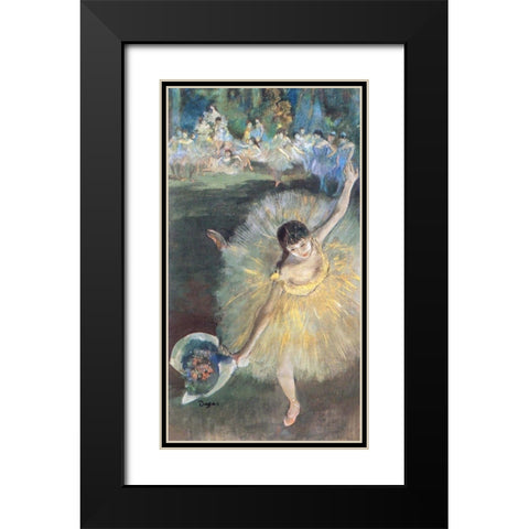 Fin dArabesque, with ballerina Rosita Mauri Black Modern Wood Framed Art Print with Double Matting by Degas, Edgar