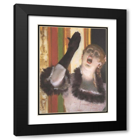 The Singer with the Glove Black Modern Wood Framed Art Print with Double Matting by Degas, Edgar