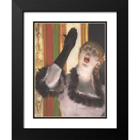 The Singer with the Glove Black Modern Wood Framed Art Print with Double Matting by Degas, Edgar