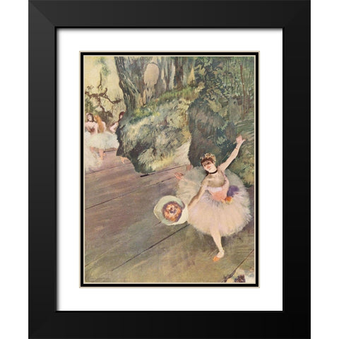 Dancer with a Bouquet of Flowers Black Modern Wood Framed Art Print with Double Matting by Degas, Edgar