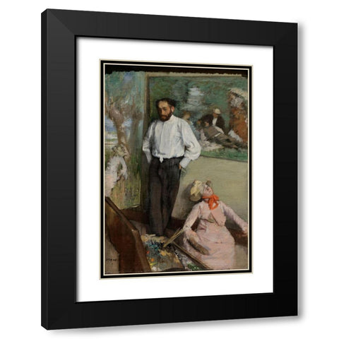 Portrait of Henri Michel-Lévy Black Modern Wood Framed Art Print with Double Matting by Degas, Edgar