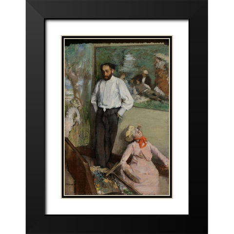 Portrait of Henri Michel-Lévy Black Modern Wood Framed Art Print with Double Matting by Degas, Edgar