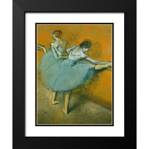 Dancers at the Bar Black Modern Wood Framed Art Print with Double Matting by Degas, Edgar