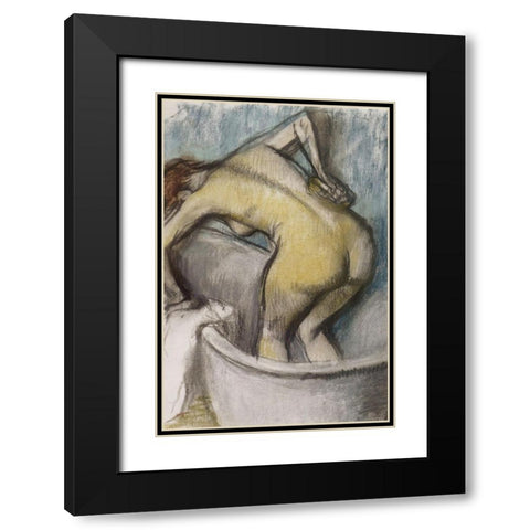 The Bath: Woman Supporting Her Back Black Modern Wood Framed Art Print with Double Matting by Degas, Edgar