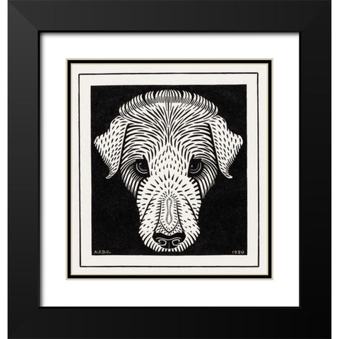 Dogs head Black Modern Wood Framed Art Print with Double Matting by De Graag, Julie