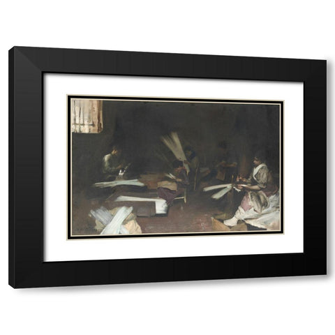 Venetian Glass Workers Black Modern Wood Framed Art Print with Double Matting by Sargent, John Singer