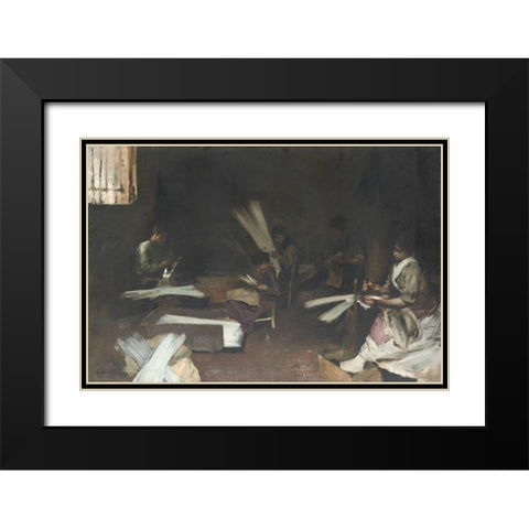 Venetian Glass Workers Black Modern Wood Framed Art Print with Double Matting by Sargent, John Singer