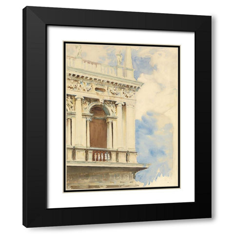 A Corner of the Library in Venice Black Modern Wood Framed Art Print with Double Matting by Sargent, John Singer
