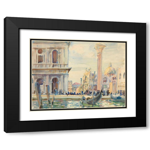 The Piazzetta Black Modern Wood Framed Art Print with Double Matting by Sargent, John Singer