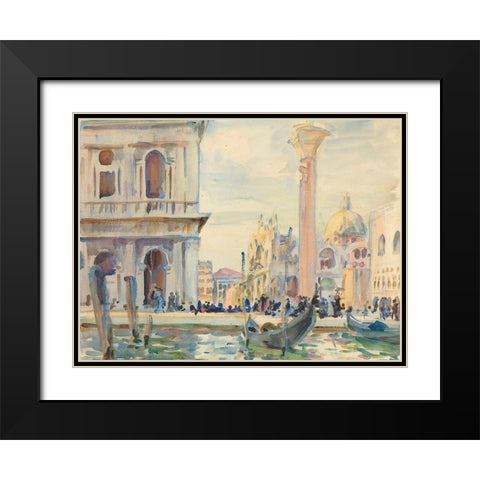 The Piazzetta Black Modern Wood Framed Art Print with Double Matting by Sargent, John Singer
