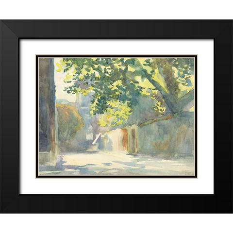 Sunlit Wall Under a Tree Black Modern Wood Framed Art Print with Double Matting by Sargent, John Singer
