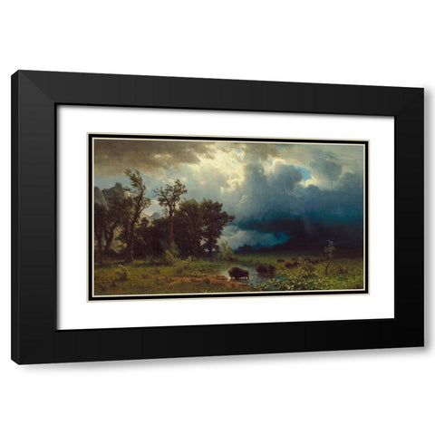 Buffalo Trail: The Impending Storm Black Modern Wood Framed Art Print with Double Matting by Bierstadt, Albert