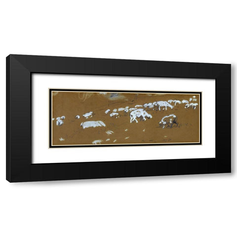 Sheep Black Modern Wood Framed Art Print with Double Matting by Homer, Winslow