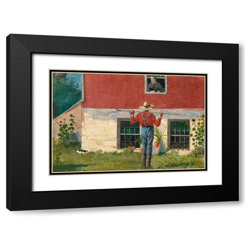 In the Garden (Rustic Courtship) Black Modern Wood Framed Art Print with Double Matting by Homer, Winslow
