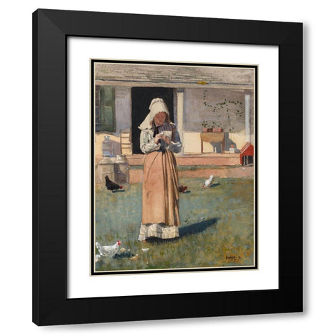 A Sick Chicken Black Modern Wood Framed Art Print with Double Matting by Homer, Winslow