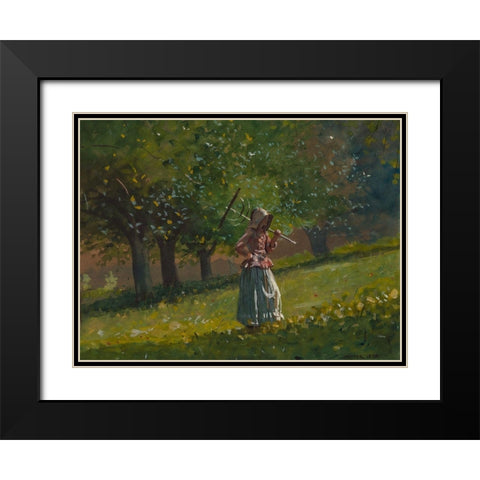 Girl with Hay Rake Black Modern Wood Framed Art Print with Double Matting by Homer, Winslow